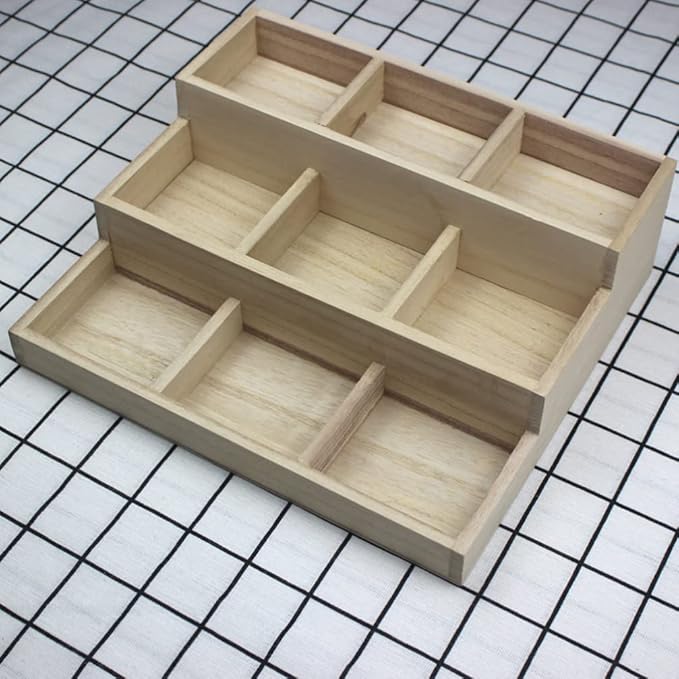 Office Decor Wooden Makeup Organizer Rustic Desk Cosmetic Storage Divided Box Brushes Eyebrow Holder Jewelry Earring Necklace Organizer for Home Bathroom Bedroom Desk Organizer
