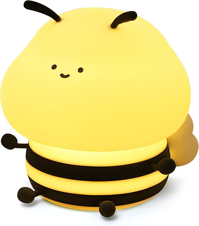 OkiyiD Bee Gifts, Cute Bee Night Light, Animal Silicone Nursery Lamp with Dimming and Timing Function, 9 Lighting Effects, Cute Room Decor Lights