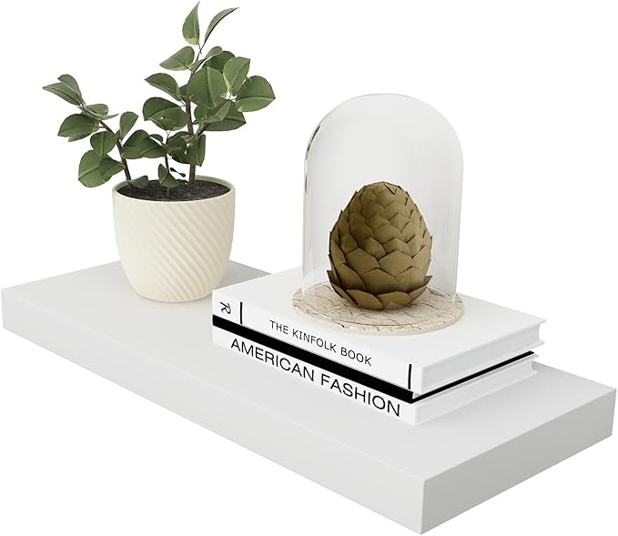 WELLAND Simons Floating Wall Shelf Ledge Shelves, 18-Inch, White
