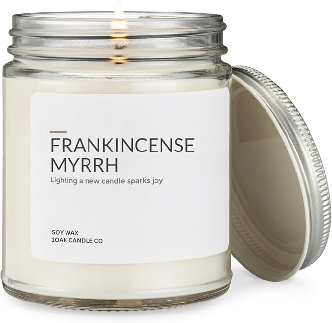 1OAK Frankincense and Myrrh Candle - Soy Wax Scented Candles (Frankincense Myrrh) - Soy Candles for Home Scented - Long Burning Premium - Hand-Poured (7oz.)