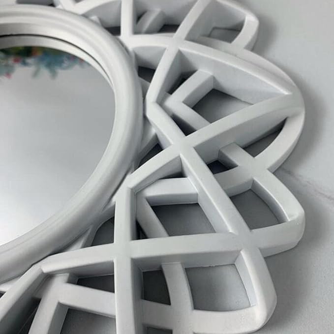Nordic Wall Hanging Mirror Round Mirror for Living Room Bedroom Decoration, Argent