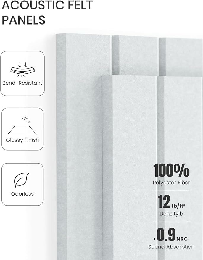 Large Felt Bulletin Board 48" x 36" Cork Board Alternative-12 Pack with 70 Safe Removable Adhesive Tabs, Cork Boards for Walls Cork Board for Home Office Classroom Pin Board-Cold White