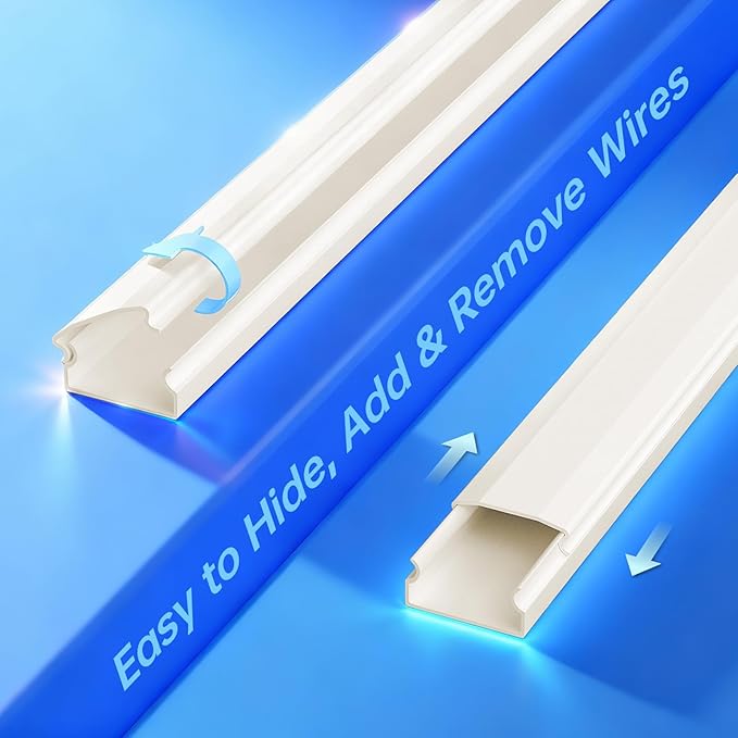 Delamu Beige Cord Hider, 236in Cord Covers for 3-4 Wires on Wall, Beige Cable Hider Wire Covers for Cords, Wire Hiders for TV on Wall, TV Cord Hider Wall to Hide Wires, 15x L15.7 W1.18 H0.6in