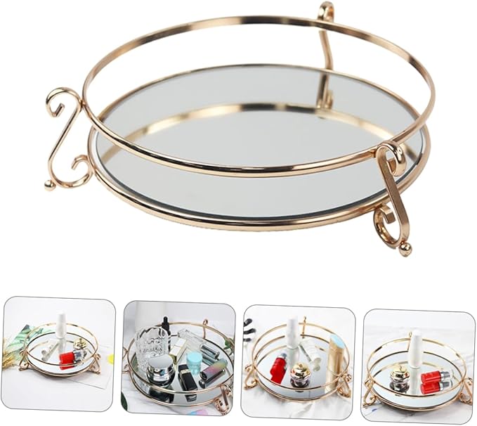 SOLUSTRE 1pc Creative Mirror Tray for Cosmetics Storage Elegant Desktop Organizer for Makeup and Jewelry Unique Home Decor and Design
