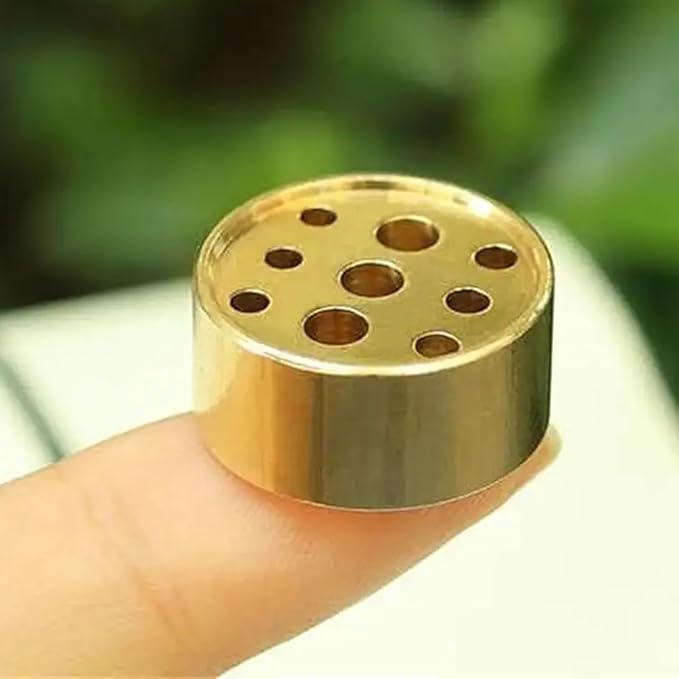 Small Brass Incense Holder with 9 Holes, Mini Incense Stick Holder for Meditation Yoga Relaxation, Alloy Burner for Traditional Japanese Nepal Sticks, Home Office Decor