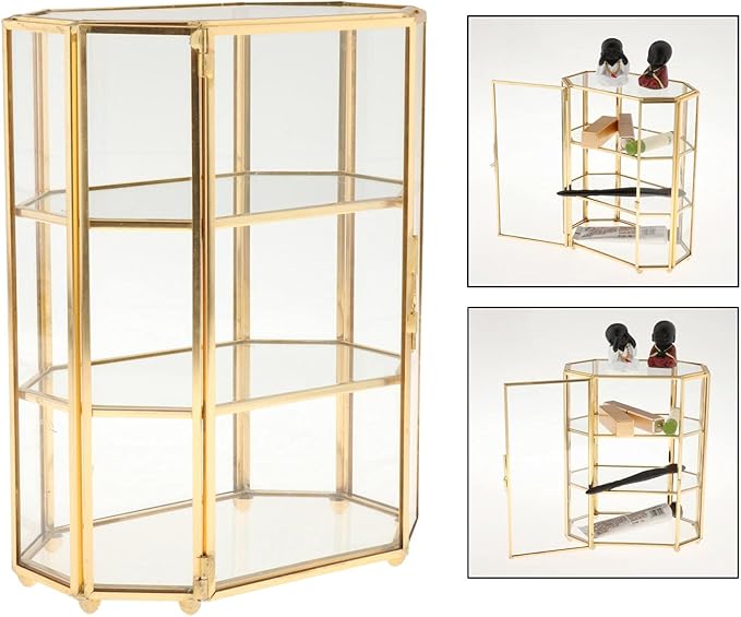 3-Tier Jewelry Box Glass Makeup Organizer Jewelry Box Multifunction Display Case for Dressing Table Decoration Storage