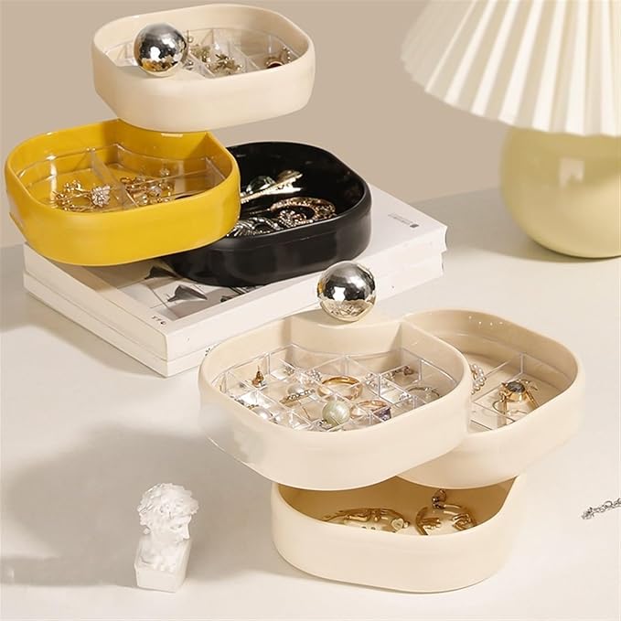 Makeup Organizer Rotating Jewelry Box Household Jewelry Box Dressing Table Jewelry Storage Box Multifunctional Jewelry Storage Box Storage Box (Color : B, Size : 5 * 5 * 5.1in)