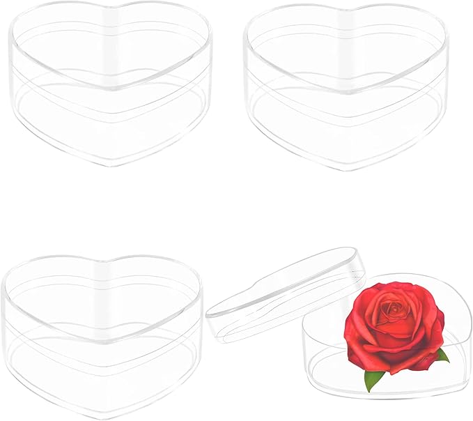KissYou Acrylic Box Clear Display Boxes with Lid Heart-shaped Cube Crystal Jewelry Display Boxes with Lid for Graduation Wedding Birthday Party Candy Boxes