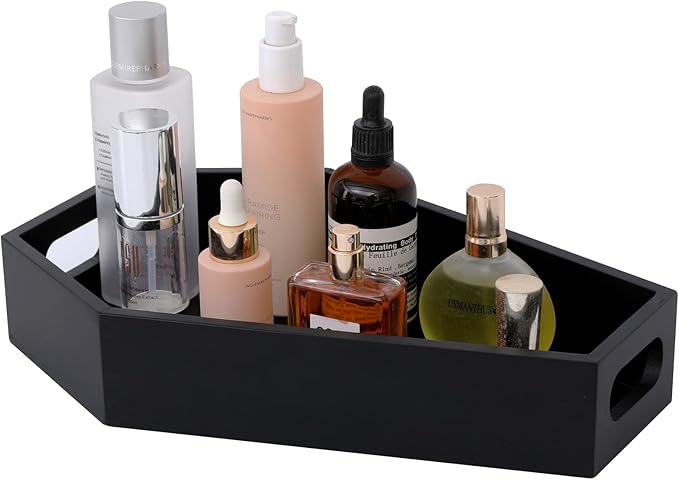 Gothic Coffin Decor Gothic Wooden Makeup Organizer for Vanity,Spooky Halloween Decor for Bathroom,Living Room or Bedroom Witchy Gifts for Women-Black