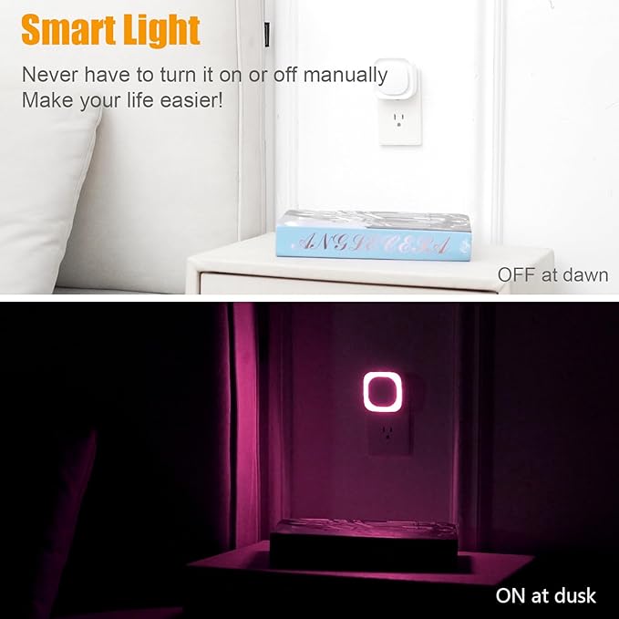 YUNLEX 2 Pack Plug in Pink Night Light for Girls, Dimmable Nursery Light with Dusk to Dawn Sensor, Gentle Eye-Caring Glow for Midnight Feedings, Kids Room, Princess-Themed Bedroom, Bathroom, Hallway