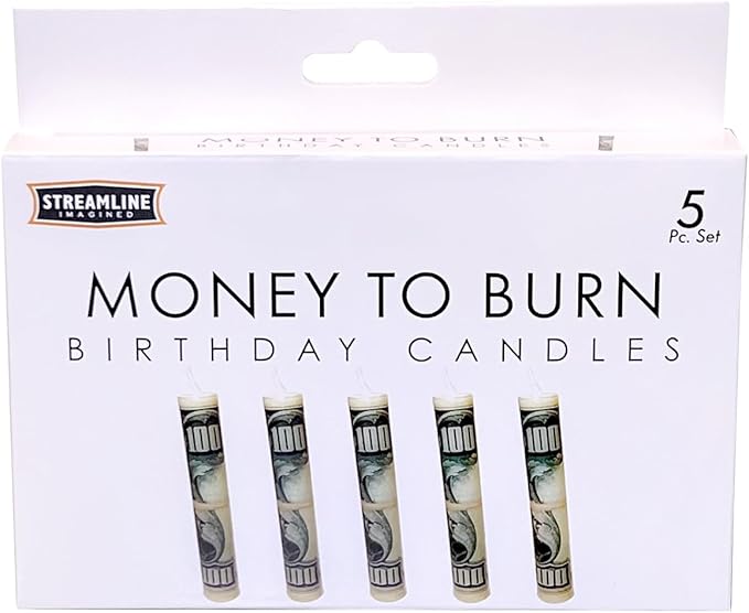 Streamline Imagined Decorative Birthday Candles - Money to Burn (5 Candle Pack)