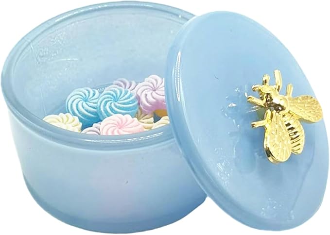 Cute Glass Candy Box - Glass Jar with Lids for Storage Candy Cookie, Vintage Candy Jar Candy Dish for Office Desk Buffet,3.15x3.15x2.28 H IN-GRB019-Blue
