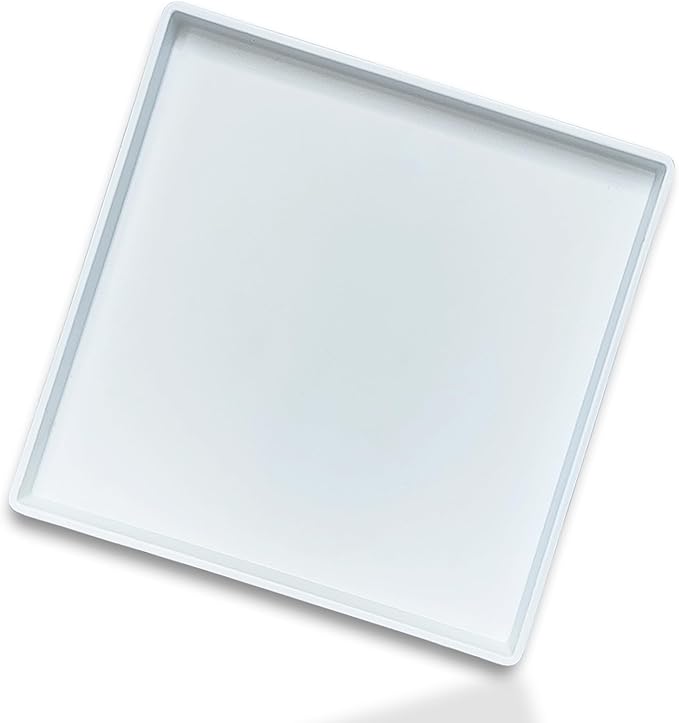 Square Tray for Organization, 11 Inch Plastic Serving Tray, Multi-Purpose Decorative Tray for Bathroom Countertop, Dresser, Ottoman & Coffee Table, Vanity Tray for Jewelry & Makeup, White