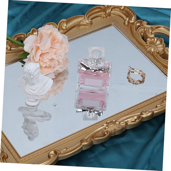 Mirror Tray for Perfume and Makeup Vanity Tray for Dresser Tops Decorative Mirror Plate Organizer for Home Décor and Bathroom Countertop Use