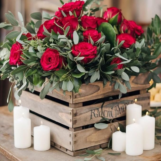 GRETJOB 6 Pack Large Wooden Crates for Display Rustic Nesting Wooden Basket with Handle, Decorative Farmhouse Wood Crate for Storage and Container, 6 Size Wood Basket Decor Boxes