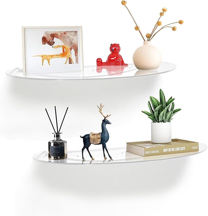 SetGame 2-Pack 24 Inch Acrylic Wall Shelves Wall Decor Wall Mounted, Floating Bookshelves Wall Ledge Shelf, Acrylic Shelves for for Action Figures Display, Room Décor, Space Saving, Items Organizer
