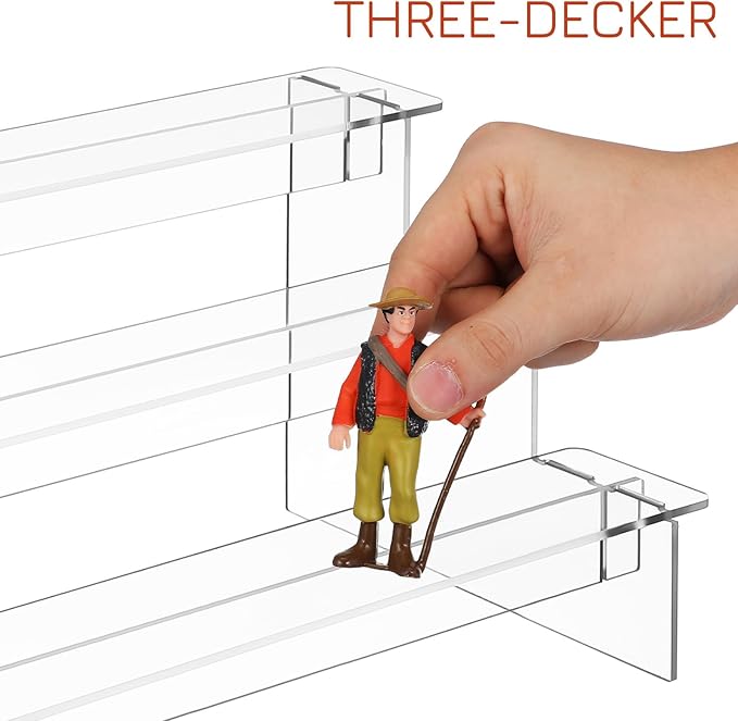 FRCOLOR Acrylic Display Shelf 2pcs Set, 3-tier 29cm Stepped Organizer for Figurines, Jewelry, and Makeup, Acrylic Risers for Desktop Showcase and Storage