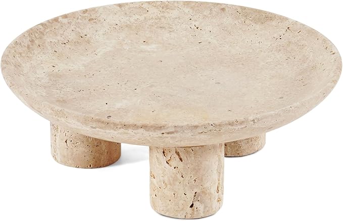 Travertine Decorative Tray 8' inch Vanity Organizer Tray for Perfume Display and Jewelry Storage, Perfect Bathroom Countertop Decor