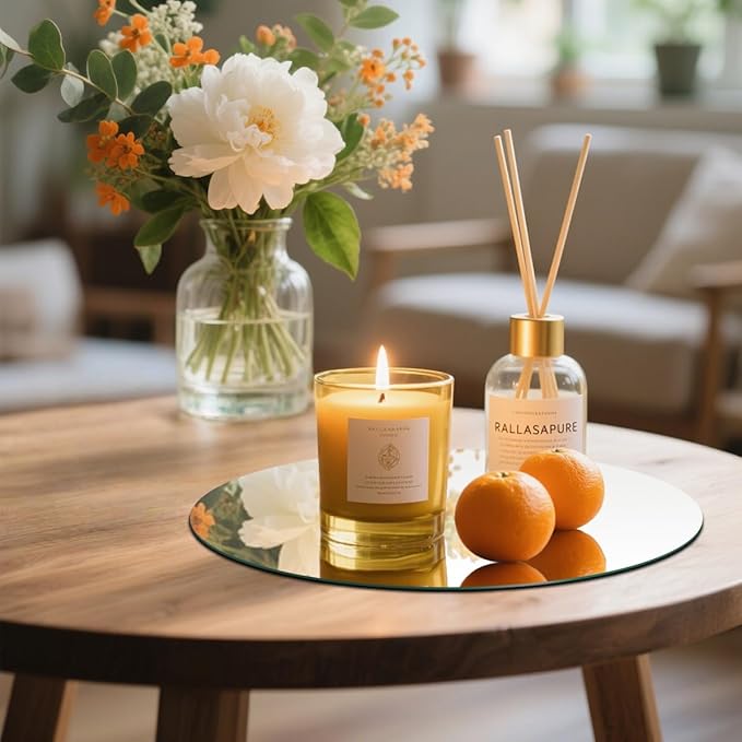 15 Pack Round Mirror Centerpieces for Tables Decorations, 8inch Acrylic Mirror Plate Circle Mirror Trays Wedding Centerpieces, Self Adhesive Non Glass Stickers for Home or Wall Decor Candle Crafts
