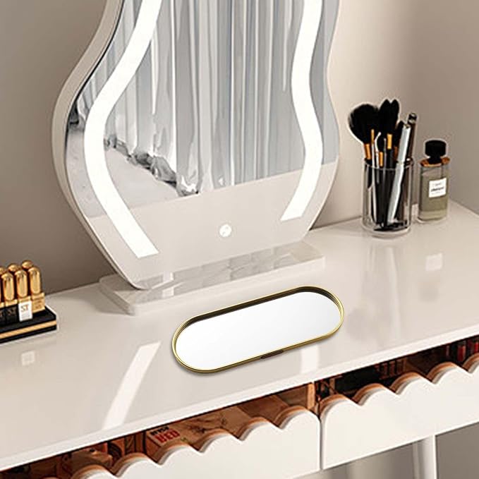 Mirror Tray, Vintage – Gold Oval Shaped Perfume, Organizer Decorative Mirrored Makeup, Vanity Dresser Unique Home Decor | Perfume, Makeup, Vanity, Dresser, Unique Home Decor Elegant