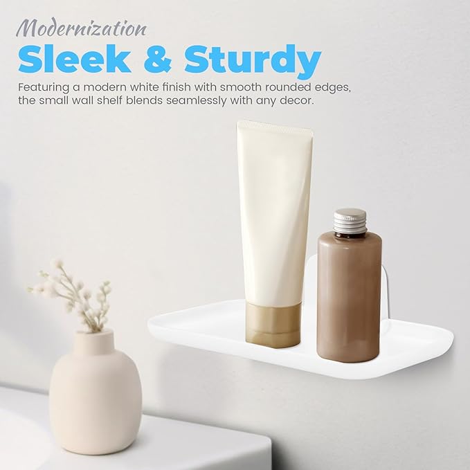 2 Pack Foldable Bedside Shelf Wall Mount, Adhesive Floating Shelves for Wall No Drilling, Glasses Watch Perfume Phone Holder Organizer for Bedroom Bathroom RV, Small