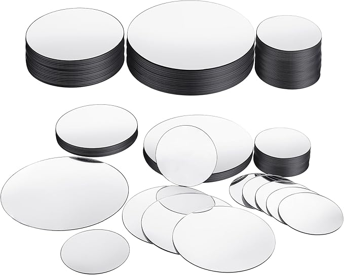 Jetec 40 Pieces Mini Size Round Mirror Small Round Mirror Adhesive Tiles Home Decoration for Crafts and DIY Projects Supplies(3 Inch, 4 Inch, 5 Inch)