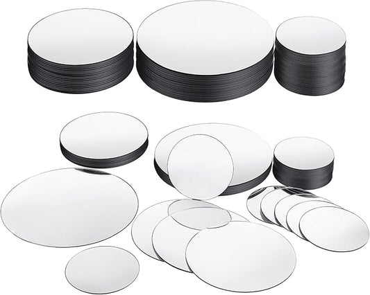 Jetec 40 Pieces Mini Size Round Mirror Small Round Mirror Adhesive Tiles Home Decoration for Crafts and DIY Projects Supplies(3 Inch, 4 Inch, 5 Inch)