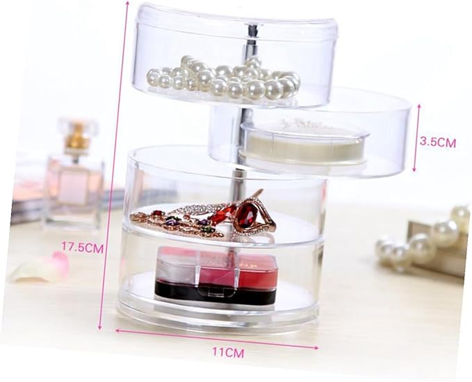 Beaupretty 2pcs Plastic Circular Jewelry Box Four-layer Rotating Storage Organizer for Cosmetics and Items for Desktop Use