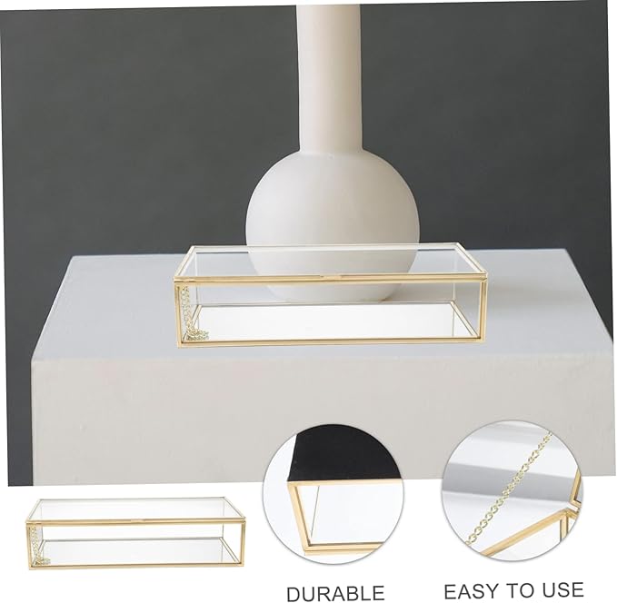 Levemolo 1Pc Elegant Jewelry Box Storage Case Versatile Glass Cosmetic Organizer for Lipstick and Jewelry for Weddings and Special Occasions