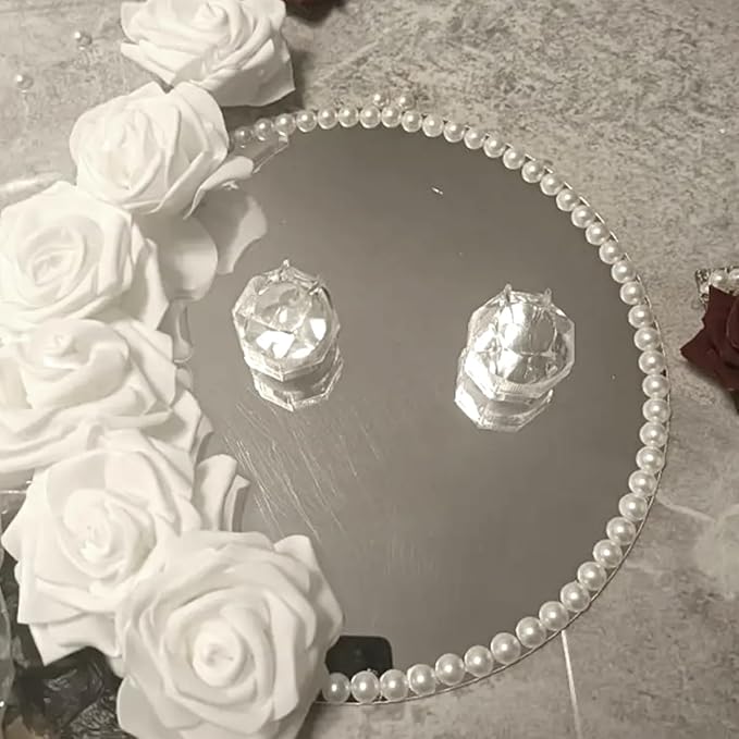 16Pack Round Mirror Plates for Centerpieces, 10inch Acrylic Mirror Trays Flat Circle Mirrors for Tables Centerpieces, Circle Candle Plate Mirror Centerpiece Table Decorations for Wedding Decorations