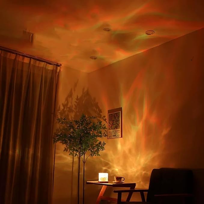 Ocean Wave Projector Light, 16-Color LED Cube Lamp & Remote, 3D Holographic Water Ripple, Romantic Ambient Lighting for Kids Room, Meditation, Relaxation, Bathroom, Night Light (Plug-in)