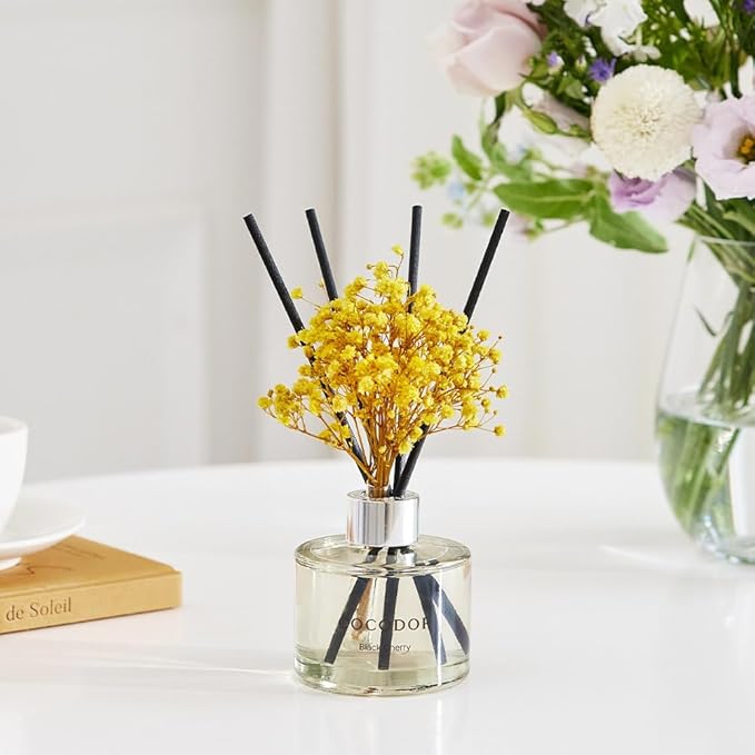 COCODOR Preserved Real Flower Reed Diffuser/Cashmere Vanilla / 6.7oz(200ml) / 2 Pack/Reed Diffuser Set, Oil Diffuser & Reed Diffuser Sticks, Home Decor & Office Decor, Fragrance and Gifts