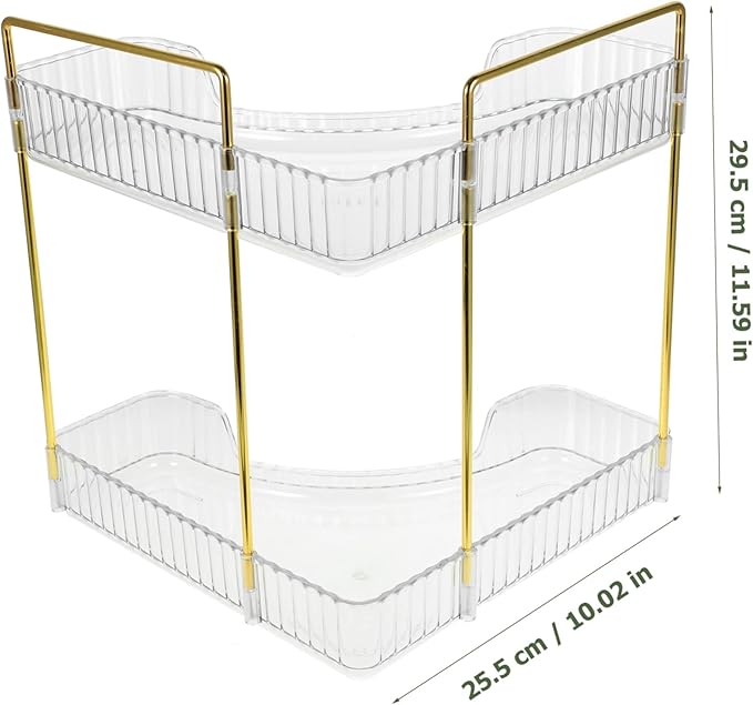 UKCOCO Transparent Corner Shelf Organizer Kitchen and Bathroom Countertop Storage Rack for Spices Makeup Perfume Stable and Multi Scene Use Organizer