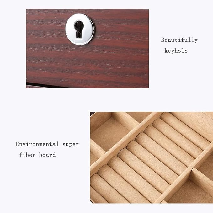 Jewellery Box Makeup Organizer Jewelry Case Organizer Jewelry Storage European Wooden Jewelry Box Multi-Layer With Lock Storage Box Bracelet Necklace Ring Jewelry Box Jewelry Storage Box Jewelry Box J