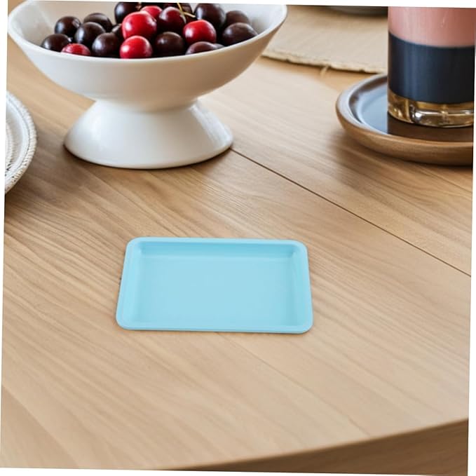 Ipetboom 2pcs Blue Stainless Steel Makeup Organizer Tray Decorative Jewelry Dish for Vanity Small Trinket Storage Plate for Home Easy to Clean Metal Serving Tray