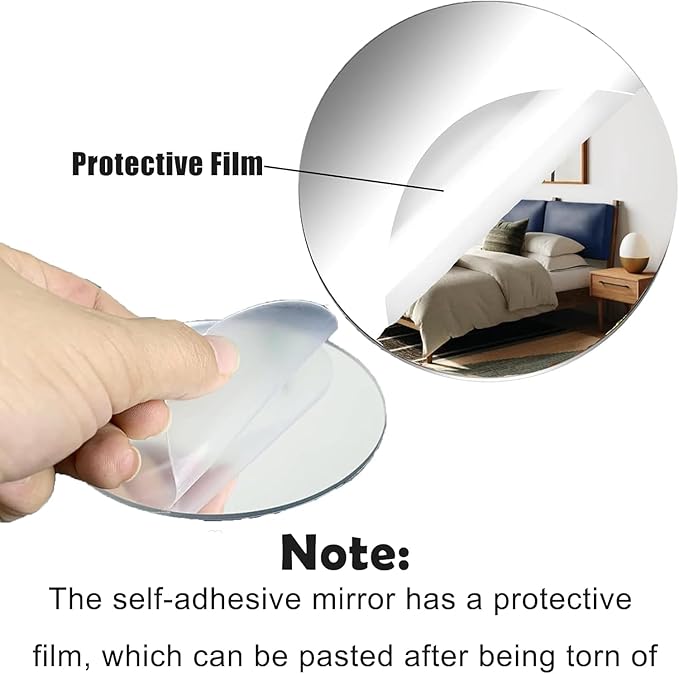 Acrylic Round Mirrors, 10 inch No Glass Circle Mirror Tiles Self Adhesive Mirror Stickers for Wall Home Living Room Bedroom Decor, Small Mirrors for Crafts (4, 10 inch/25)