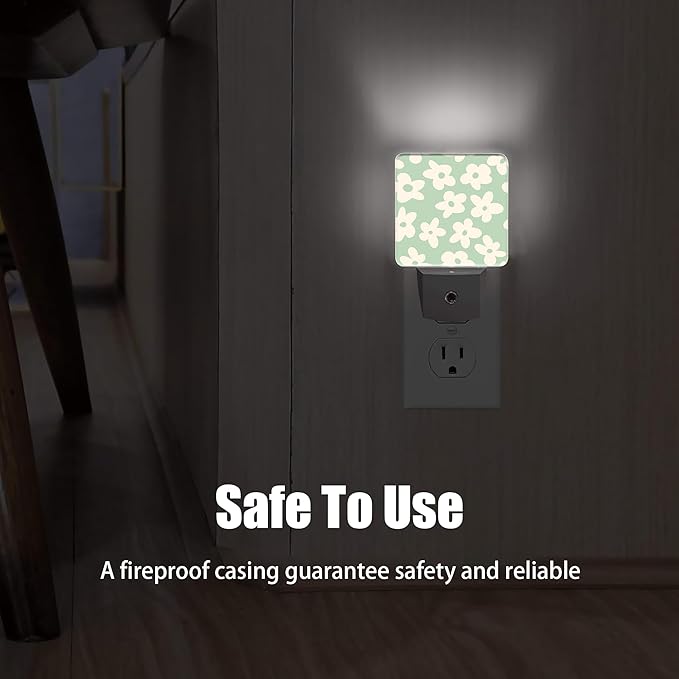 Groovy Flowers Night Light, Dusk to Dawn Smart Sensor Nightlight for Bedroom Bathroom Kitchen Hallway Stairs Hallway, Plug-in, Energy Efficient Decor Desk Lamp Gifts