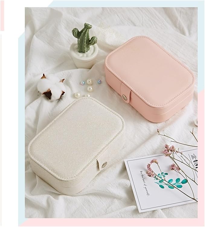 Jewelry Box Portable Travel Jewelry Organizer Necklace Ring Earring Storage Box Double Layer Household Jewelry Box Makeup Organizer for Rings Necklaces Bracelets Earrings ( Color : B , Size : 16*11.5*