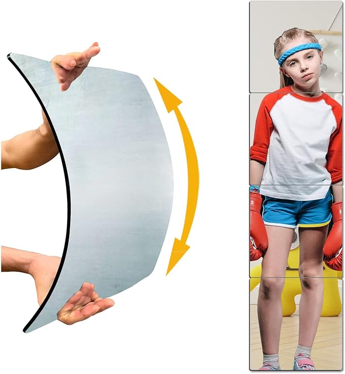 Unbreakable Door Mirror Full Length,Full Body Mirror for Kids, 4PCS x 15 x 15 inch About, Shatterproof Plexiglass Long Mirrors for Bedroom Closet, Children Plastic Mirrors Non Glass Stick on Miroir