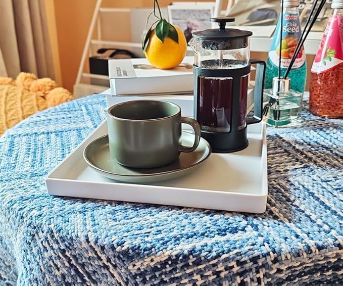 Small Square Tray (9 inch) 3 Pack, Durable White Tray for Desserts & Organization, Lightweight for Coffee, Drinks, Party, Seasoning, Perfume and Display.