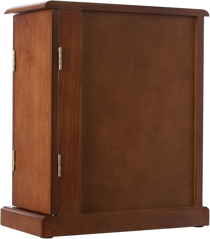 Wooden Jewelry Box, Jewelry Organizer With 5 Drawers Built-in Necklace Carousel and Mirror for Necklaces, Earring, Rings (Dark Wood Color)