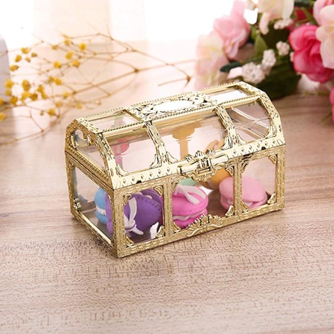 Jewelry Box Organizer Small Travel Plastic Jewelry Storage Case for Rings Earrings Necklace Jewelry Gift Box Girls Women, Vintage Storage Box Candy Trinket Jewelry Holder Organizer Container Gold