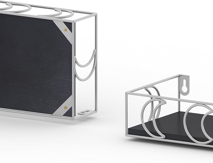 PHAREGE Moon Phase Floating Shelves Black Silver, Set of 3 Small Decorative Wall Shelves for Book Plant Storage, Crystal Figurine Collectibles Display Shelf for Bedroom Kid Room