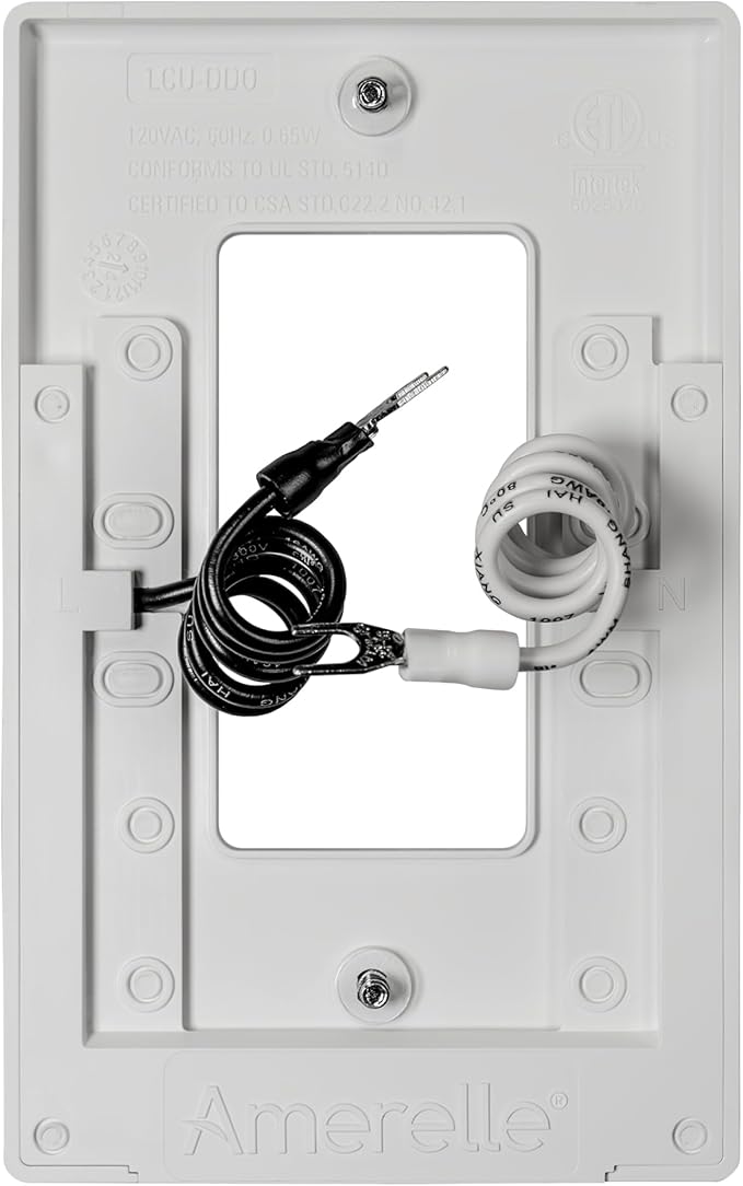 AMERELLE Universal LumiCover Wallplate with Built-In Night Light, White, Décor - Easy DIY Installation, Convenient Low-Profile Design, for GFCI Outlets and Décor Outlets & Switches