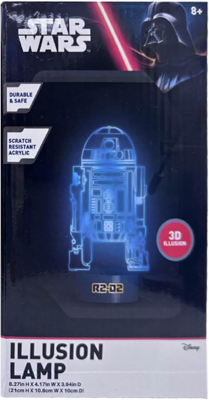 Star Wars R2D2 3D Illusion LED Lamp,Night Light with Color Changing Effect,Desk Lamp for Bedroom, Nursery, Playroom Décor