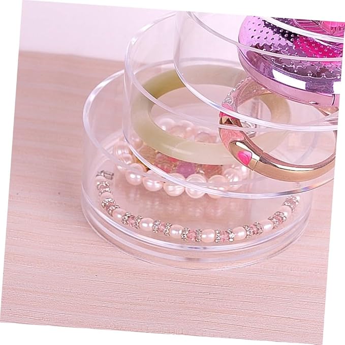2pcs Plastic Jewelry Storage Box Four-layer Circular Organizer for Makeup Accessories and Items for Desktop Use