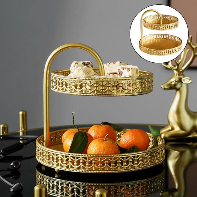 Cosmetic Storage Shelf Tier Makeup Organizer for Dresser and Bathroom Gold Leaves