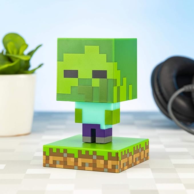 Paladone Minecraft Zombie Light - Officially Licensed Merchandise, Portable Night Light and Gaming Room Decor for Kids, Gift for Gamer, Battery Powered, Green