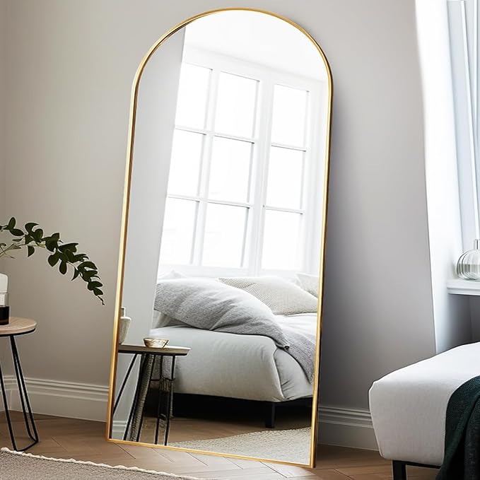 OGCAU Full Length Mirror, 71"x30" Arched-Top Standing Mirror, Hanging or Leaning, Full Body Wall Mounted with Aluminum Frame for Living Room, Bedroom, Home Decor (Gold)