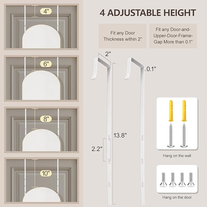 48"x14" Door Mirror, Arched Full Length Mirror, Over the Door Mirrors Full Length, Hanging Mirrors for Bedroom, Bathroom, Gold